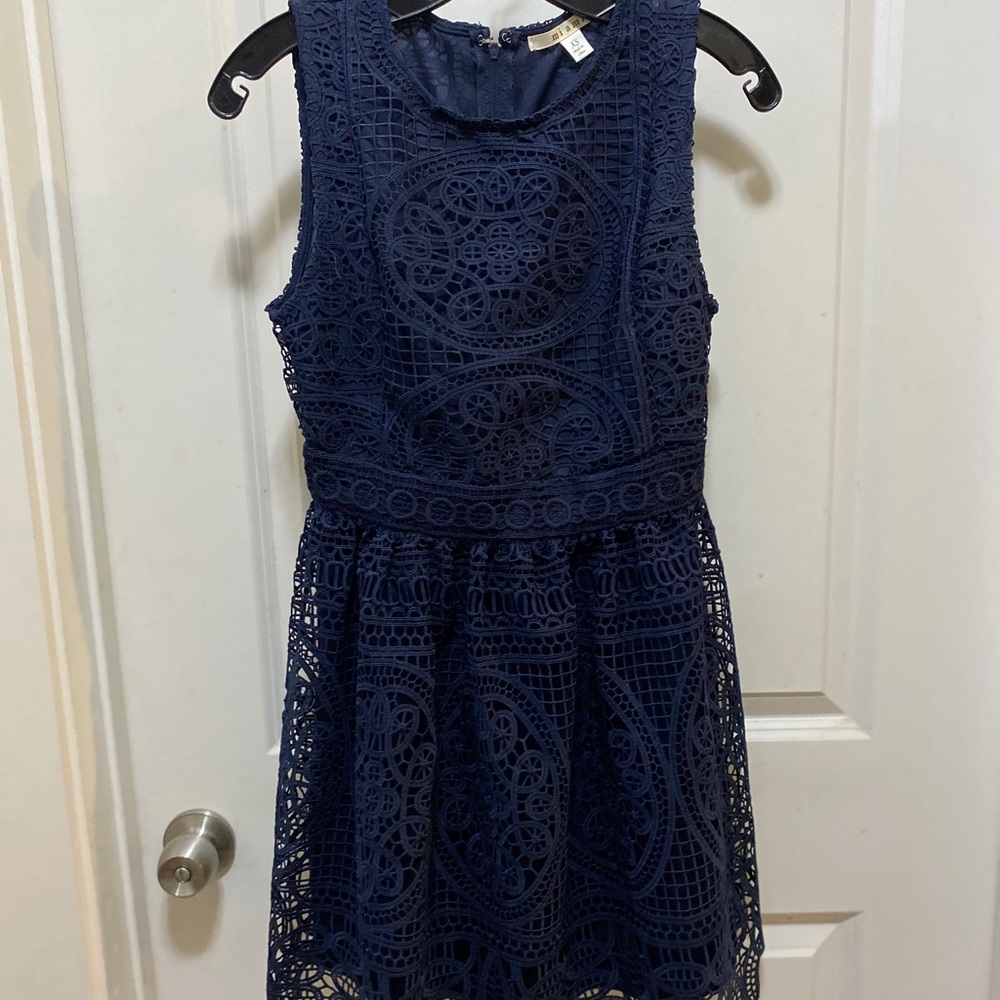 Navy lace tank dress
